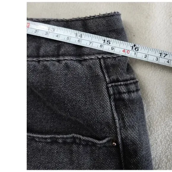 Black Embroidered Butterfly Cut off Jean SHORTS Size 11 Khaki+Blue - Picture 8 of 9